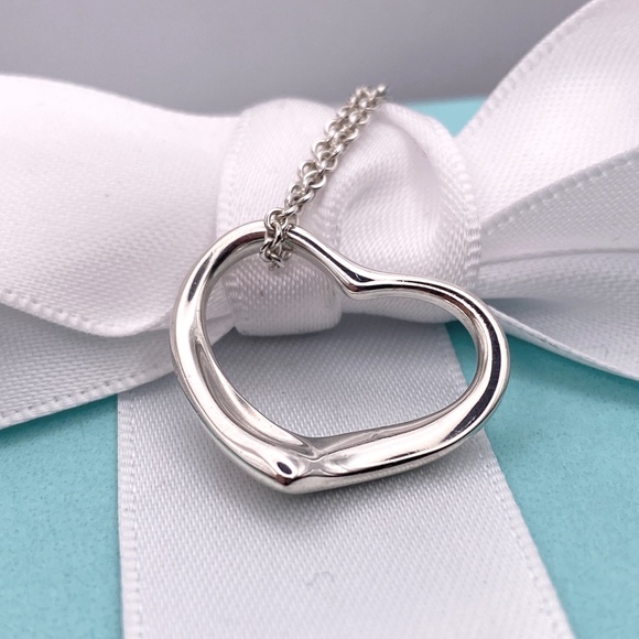 Tiffany & Co. Jewelry - Tiffany  & Co open heart necklace .925 Elsa Peretti  22 mm 16”  vintage w/ box